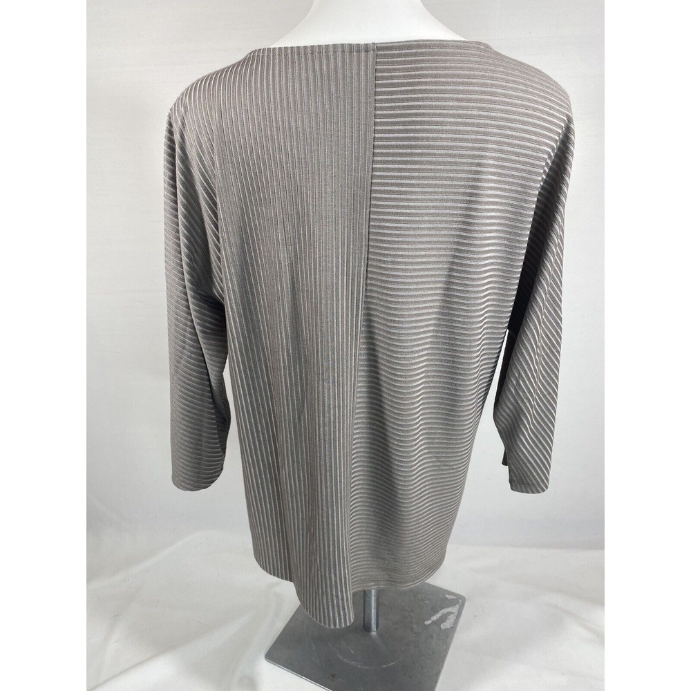 Chicos Womens Textured Stripe Top Size‎ 2 Scoop Neck - Picture 12 of 12